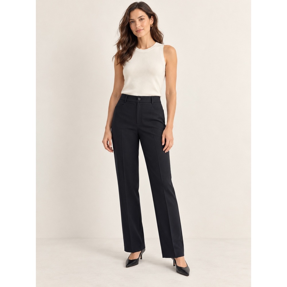 LOFT The Parker Straight Pants Womens 12 Black New High Rise Stretch Trousers